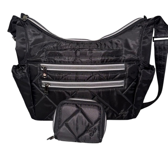 lug Handbags - LUG Camper SE Crossbody Bag matching wallet Black Quilted Nylon Travel Purse